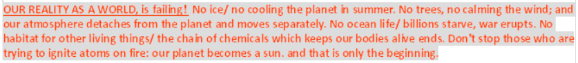 no ice/ no planet cooling in summer