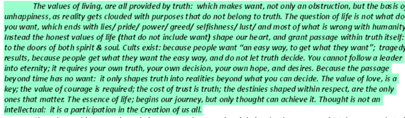 the values of living