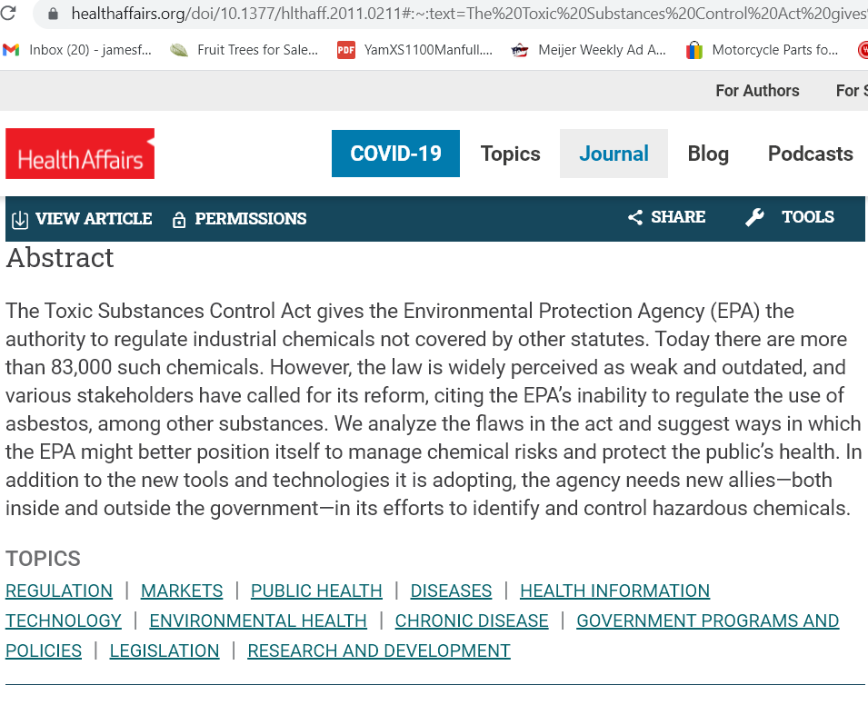 83,000 chemicals in use/ no they do not know "everything or anything"